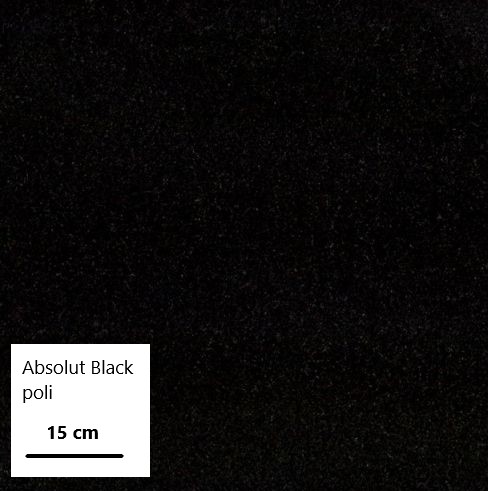 Échantillon de granit Absolut Black, couleur noire intense et uniforme.